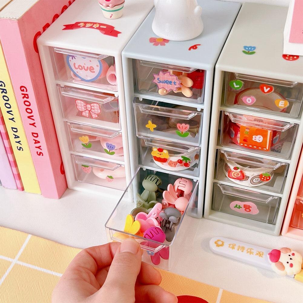 Desktop Organizer 4 Drawers Storage Cabinet Organizer Mini Transparent Cabinets Drawers Plastic Jewelry Cosmetic Makeup Box