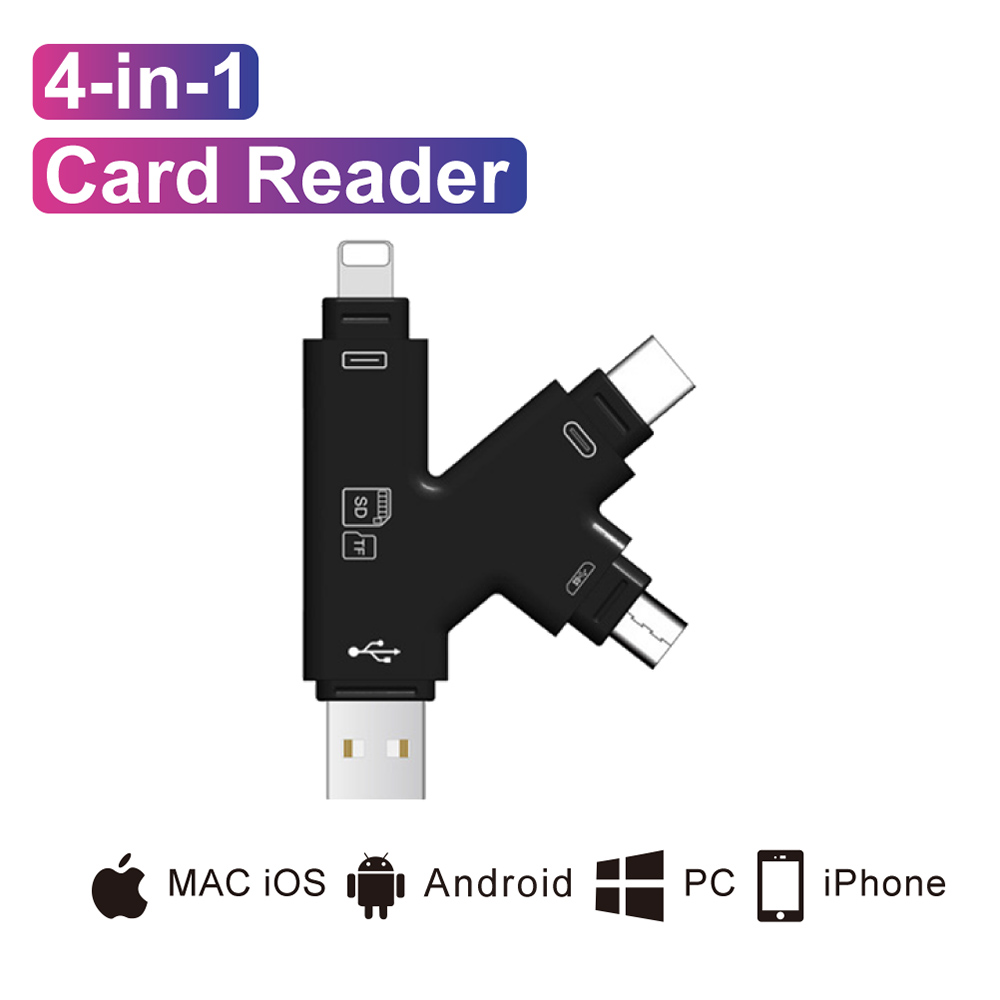 Lightning Micro SD/TF OTG Card Reader Multi Memory Mini Adapter for iPhone 6/7/8 11 XR Plus iPod iPad OTG Cardreaders: black