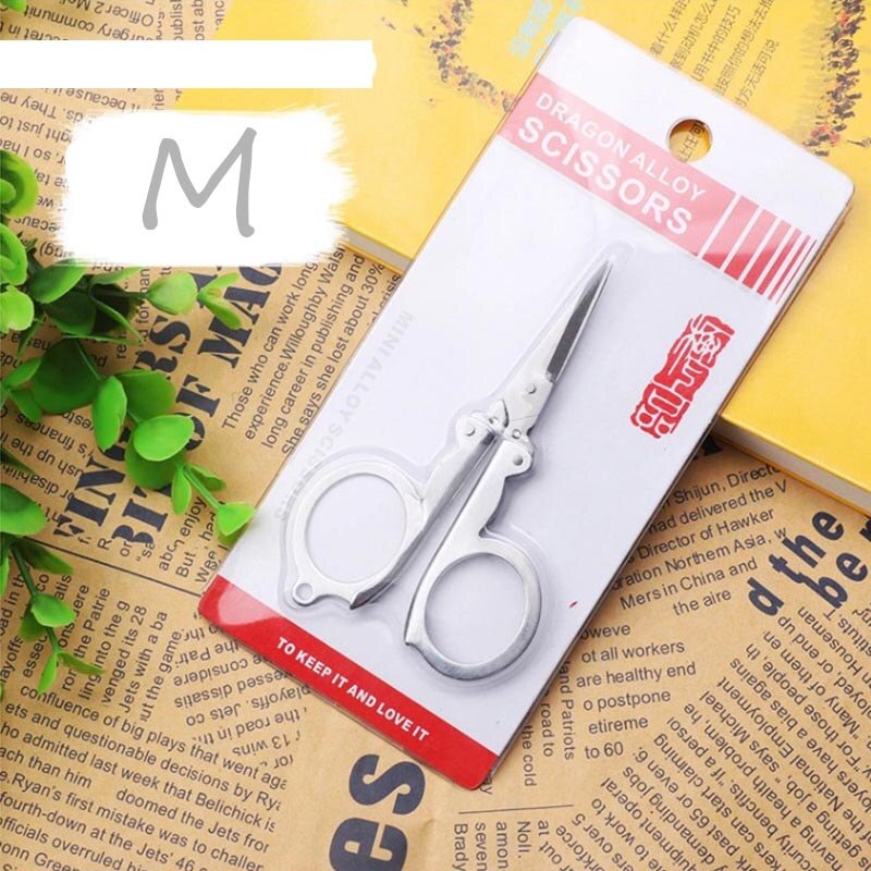 Stainless Steel Foldable Sissors Portable Student Handmade Crafts Scissors Stationery Office DIY School Supplies: M