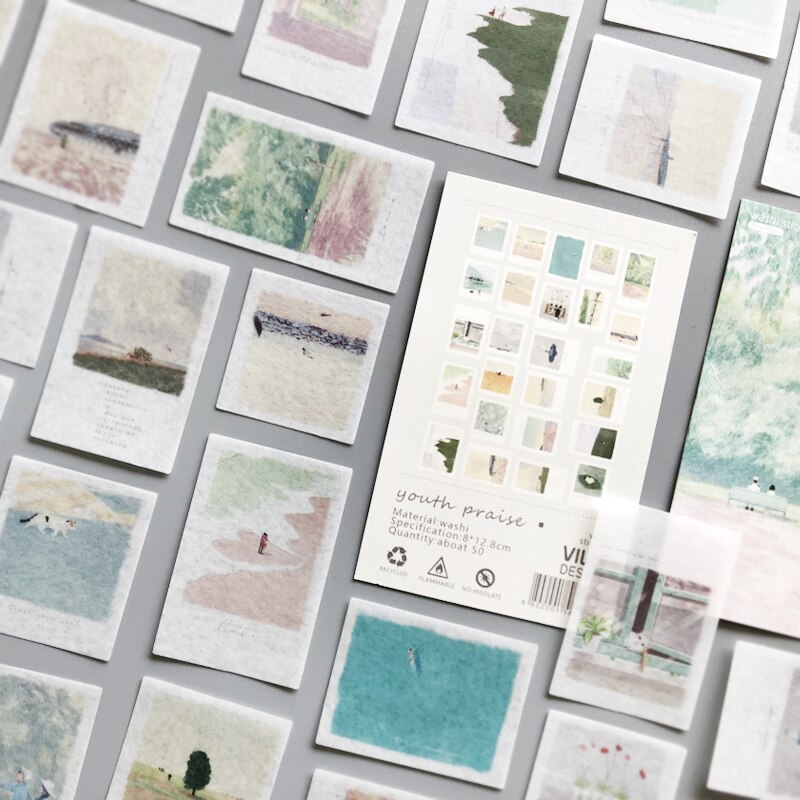 50 pcs/lot INS photo landscape Blockbuster stickers aesthetic Decorative Scrapbooking Material Sealing Stick Label Diary Album: 8