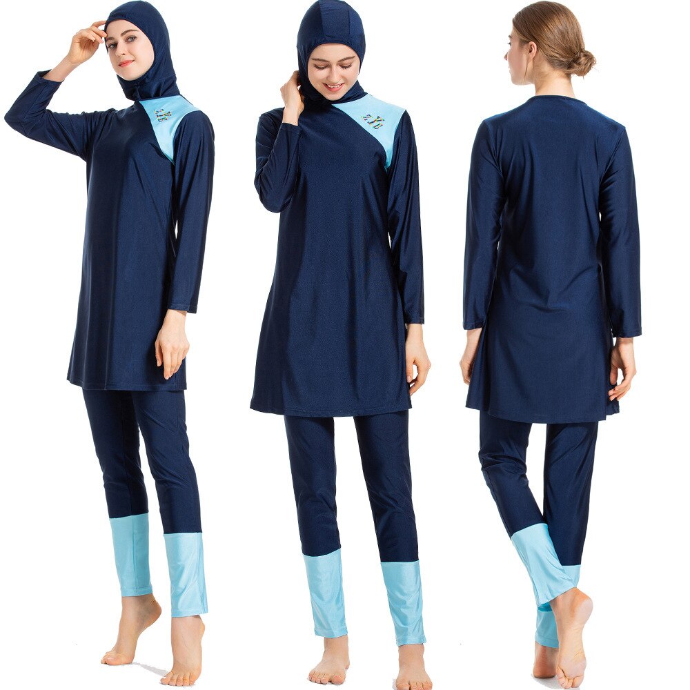 WEPBEL Schwimmen Anzug Frauen Muslimischen Swimwears Hoch Elastische Dünne Badeanzug Sonnenschutz Drei-Stück Badeanzug Top + Hosen + hijab