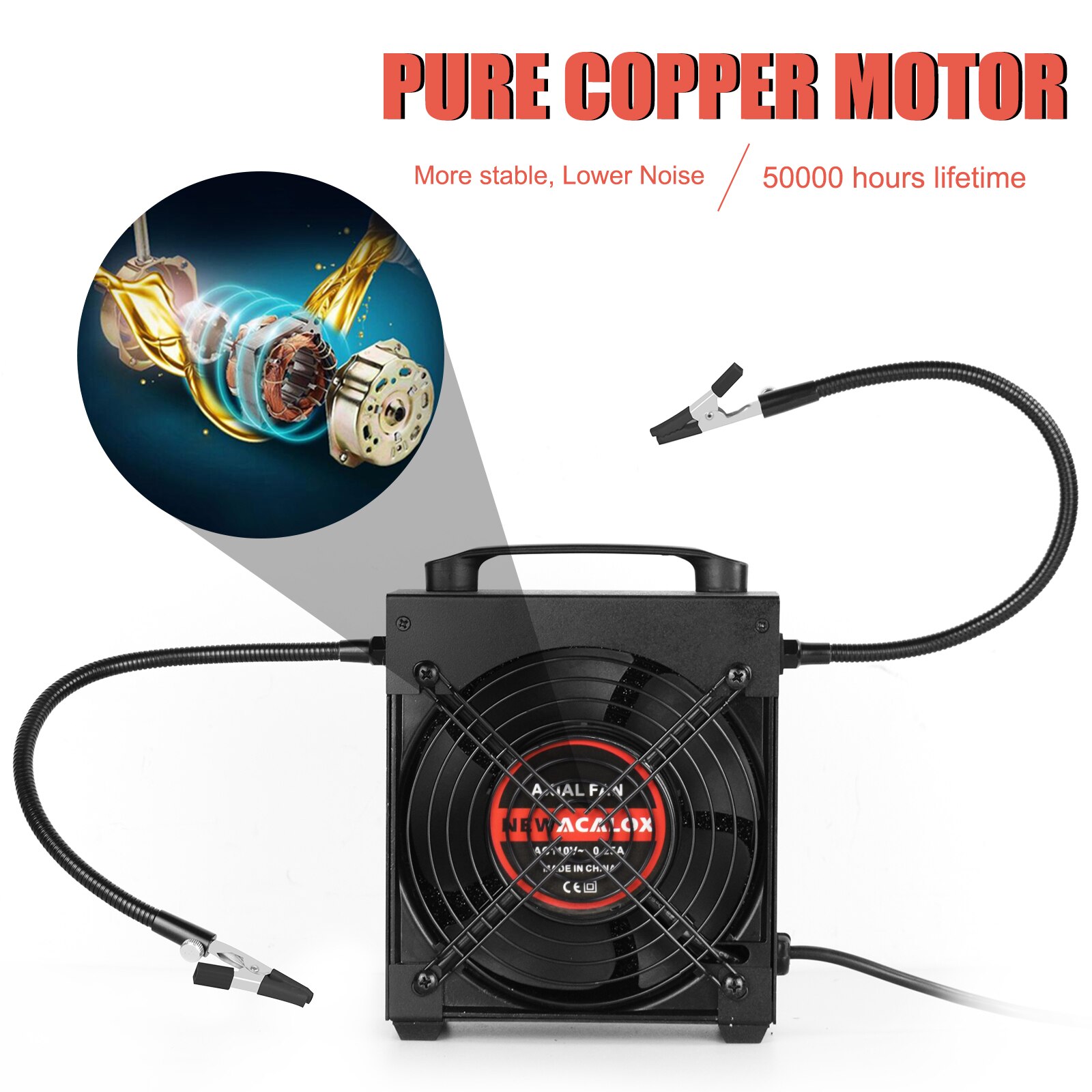 NEWACALOX EU/US 30W Solder Smoke Absorber Remover with 2Pcs Flexible Arms Helping Hands Welding DIY Working Fan for Soldering