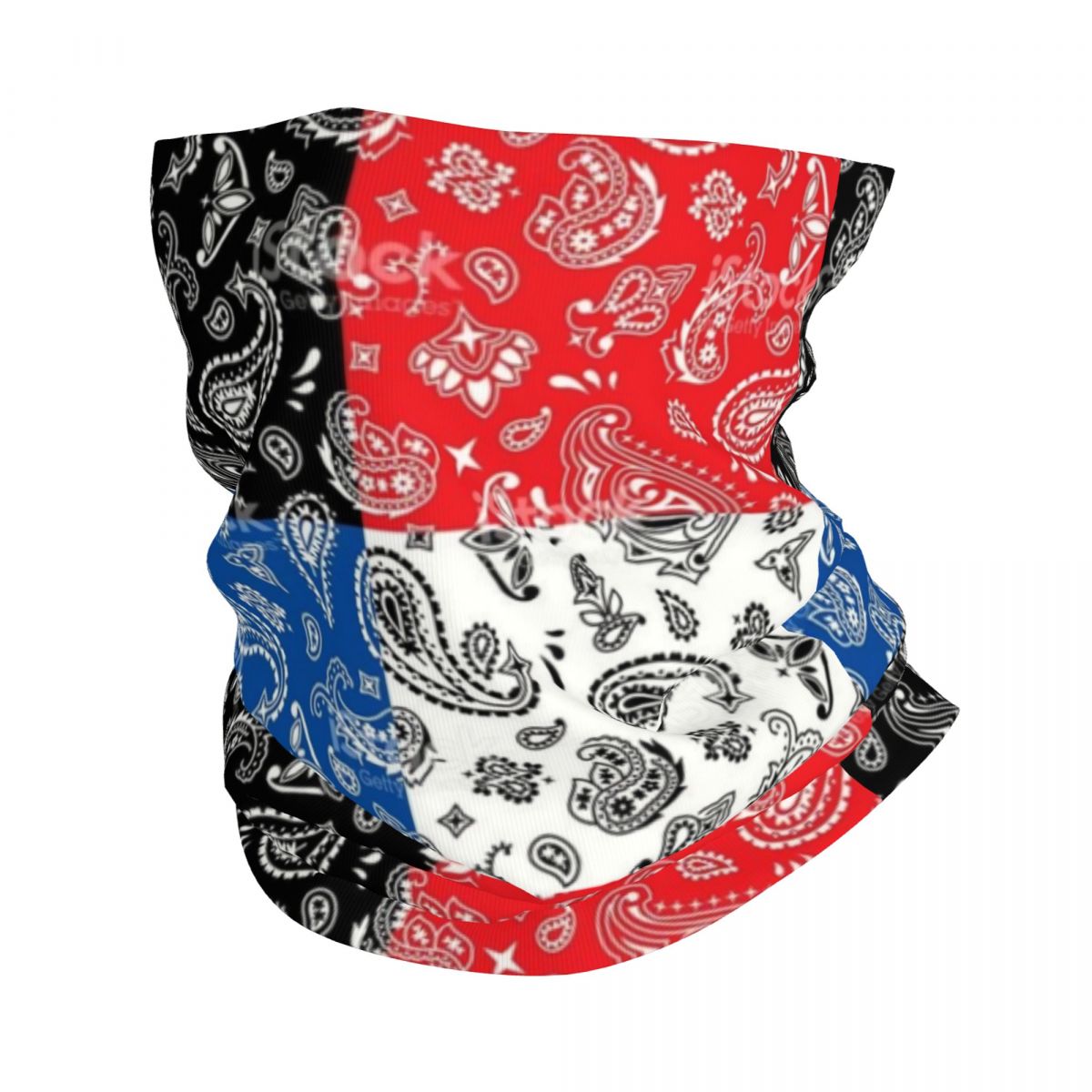 Custom Black Bandana Pattern Bandana Neck Gaiter for Hiking Cycling Women Men Wrap Scarf Paisley Style Headband Warmer: Blue