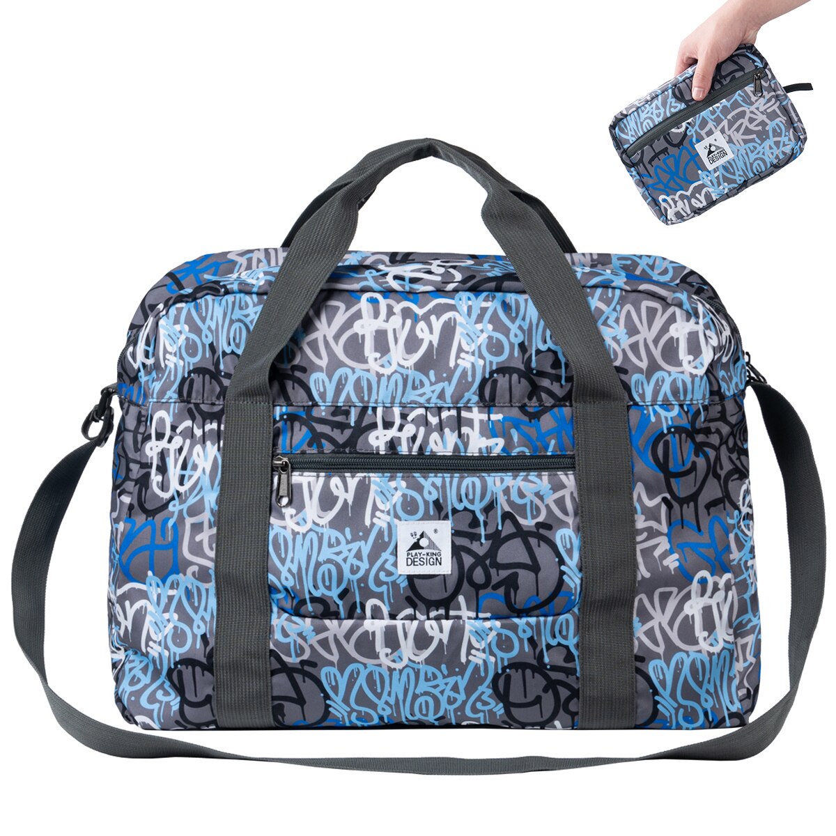 Playking Opvouwbare Waterdichte Rugzak Outdoor Reizen Vouwen Lichtgewicht Tas Sport Wandelen Gym Mochila Camping Trekking: Graffiti  Blue