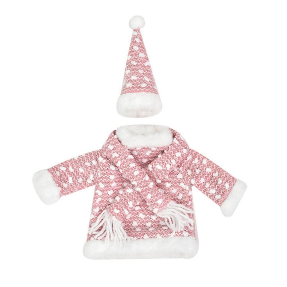 Copos de garrafa de vinho bonito camisola de malha capa de férias conjunto festa de natal festival jantar decorações de mesa
