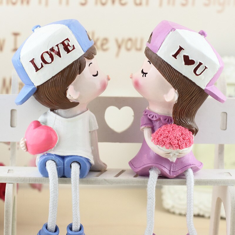 Cartoon Karakter Hars Kus Sweethearts Condoleren Pop Thuis Plank Mooie Kleine Versiering Plaatsen Originaliteit