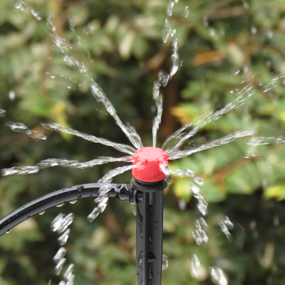 13CM Drip Irrigation System 1/4'' Hose Adjustable Sprinkler Kit 4-Way Micro Watering Flow for Garden Flowers Vegetables