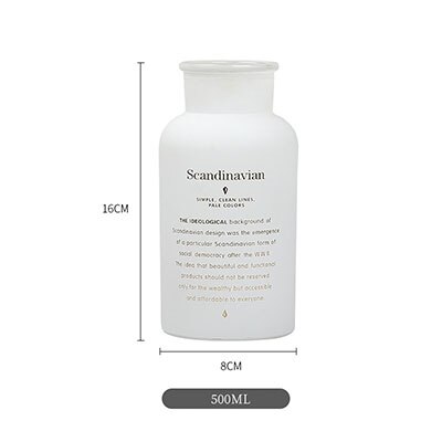 nordisch Schwarz/Weiß Glas Vasen Hydrokultur Pflanze Blume Wohnkultur für Blume Strauß mit Vase Hochzeit Tisch Dekoration: Weiß 500ML A