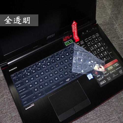 Keyboard Cover for MSI GE63VR Notebook GL62M GP72 GL63 GS63 Computer Keyboard Protection Film Dustproof Protecter Film: Transparent