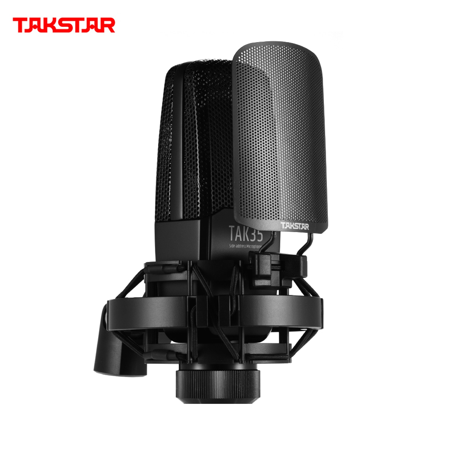 TAKSTAR TAK35 Recording Microphone Condenser Cardioid Mic with Metal Windscreen Shock Mount for Live Vocal Record
