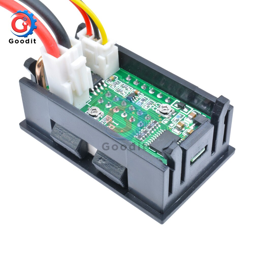 Dual LED Display Mini Digital Voltmeter Amperemeter DC 100V 10A Panel Amp Volt Spannung Strom Meter Tester 0,56" weiß/Schwarz Fall