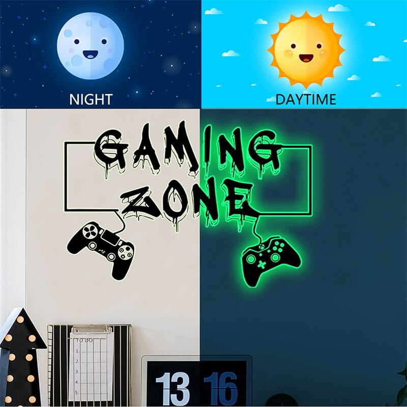 Game Controllers Luminous Wall Stickers Home Decoration Cool Glow In The Dark Wallpaper For Boys Bedroom Room Decor Poster Mural