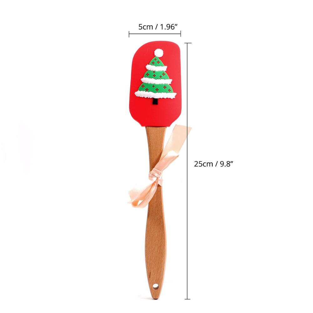 Silicone Spatulas beechwood handle - Kitchen Utensils Non-Stick for Cooking, Baking, Mixing and Christmas Decorating