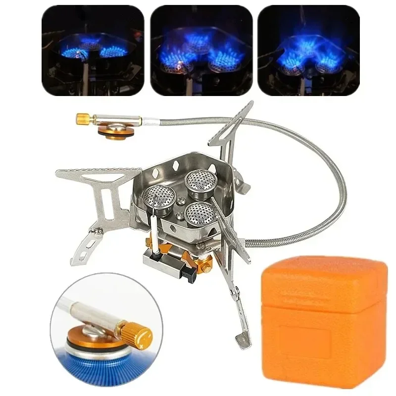 Tragbarer Camping Gasherd Mini draussen Wind dicht Teilt Herde faltbarer Brenner 5800w wandern Picknick Grill Koch geräte