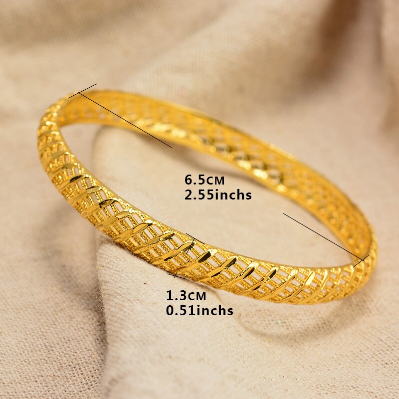 Wando Afrikaanse Gouden Kleur Glanzend Armbanden Voor Vrouwen Meisjes Dubai Cirkel Bruid Bruiloft Armband Ethiopische Sieraden