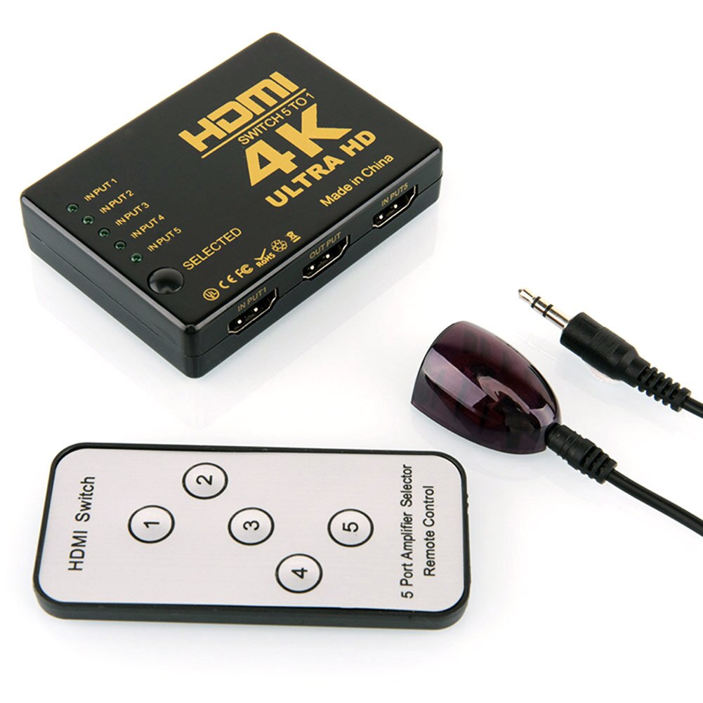 HDMI Splitter 5 Input 1 Output HDMI Switcher 4K x 2K HD Video Adapter for Smart HDTV