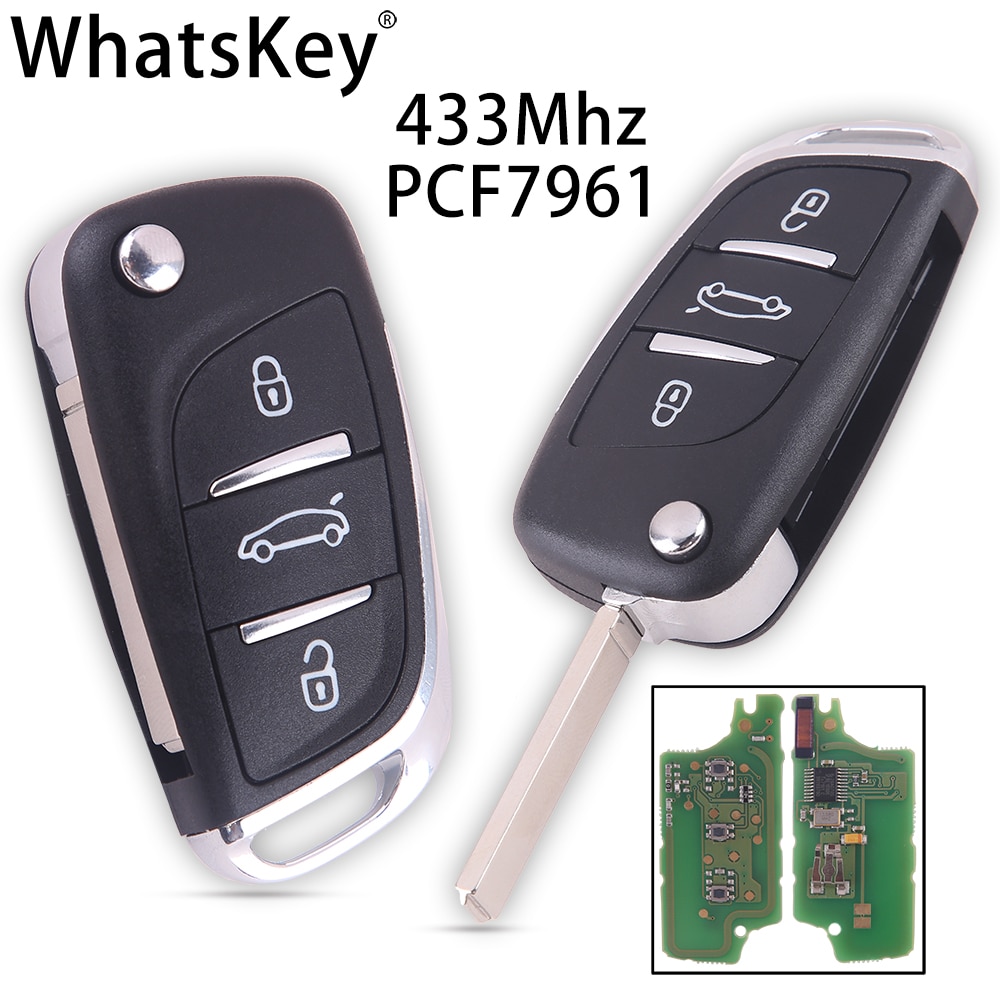 WhatsKey For Citroen C2 C4 C5 Berlingo Xsara Picasso HU83/VA2 Blade Modified Folding Remote Key 433MHz ASK PCF7961 ID46 CE0536