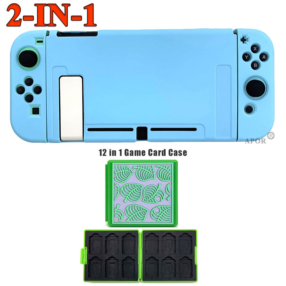 2 in 1 per accessori nintendo Switch custodie carine Cover completa Shell Joy-Con Controller Shell custodia rigida in TPU custodia per carte da gioco: Blue 2in1