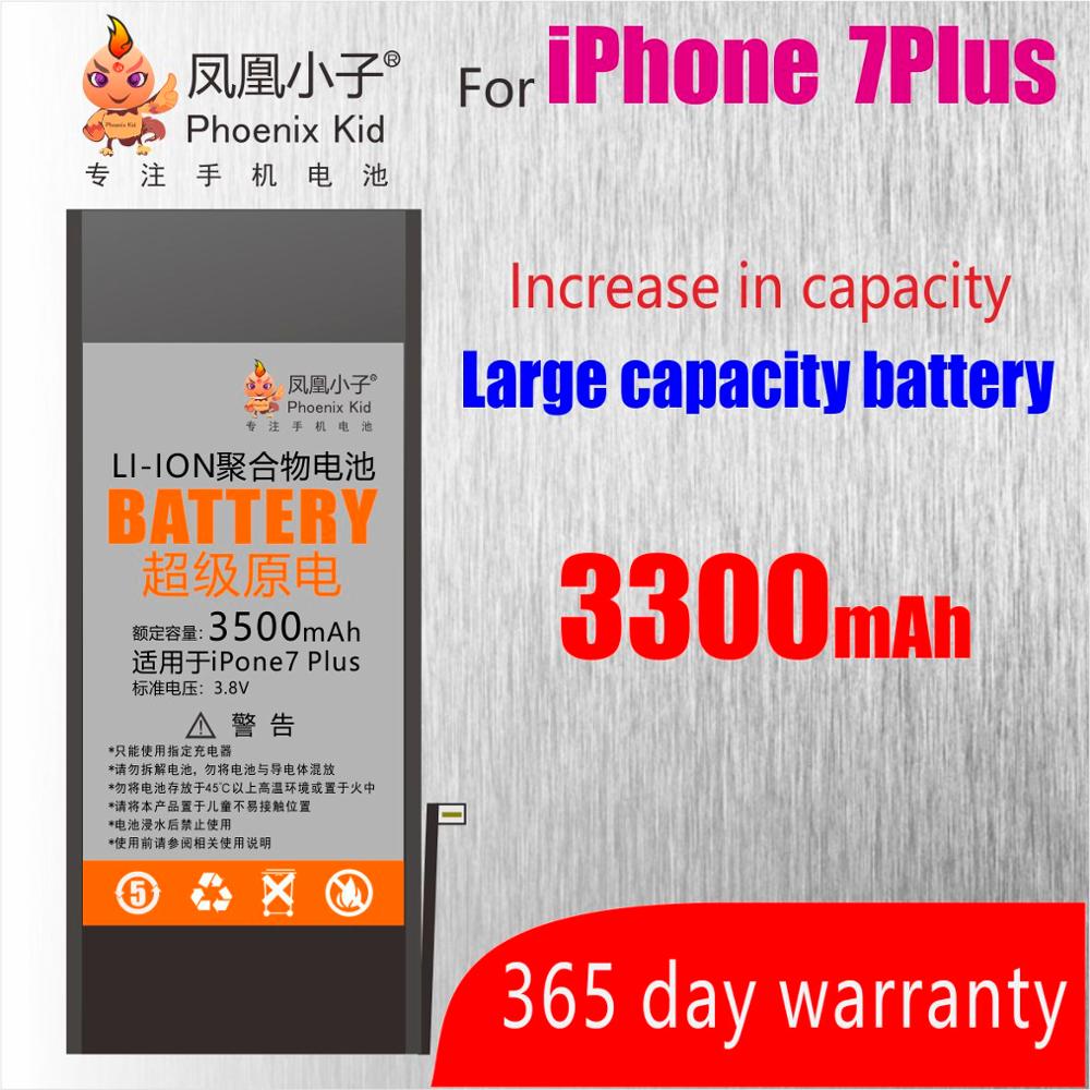 Phoenix Kid Original pour Apple iPhone 5 5 S/5C 6 6S 7 batterie remplacement téléphone portable bateria réel haute capacité Kit de réparation gratuit: For iPhone 7PLUS