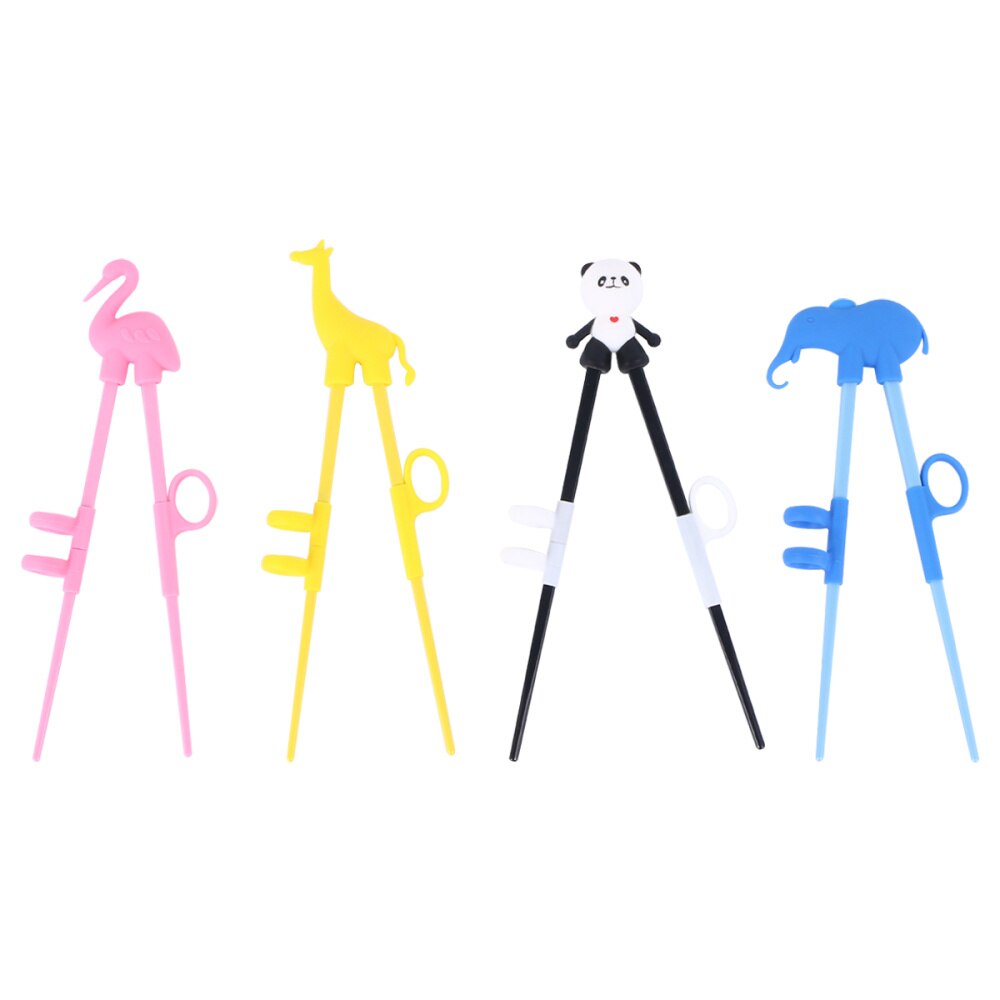4 Pairs Animal Shape Training Chopsticks Cute Cartoon Learning Chopstick Kids Training Eatting Assistence Tool for Children: Default Title