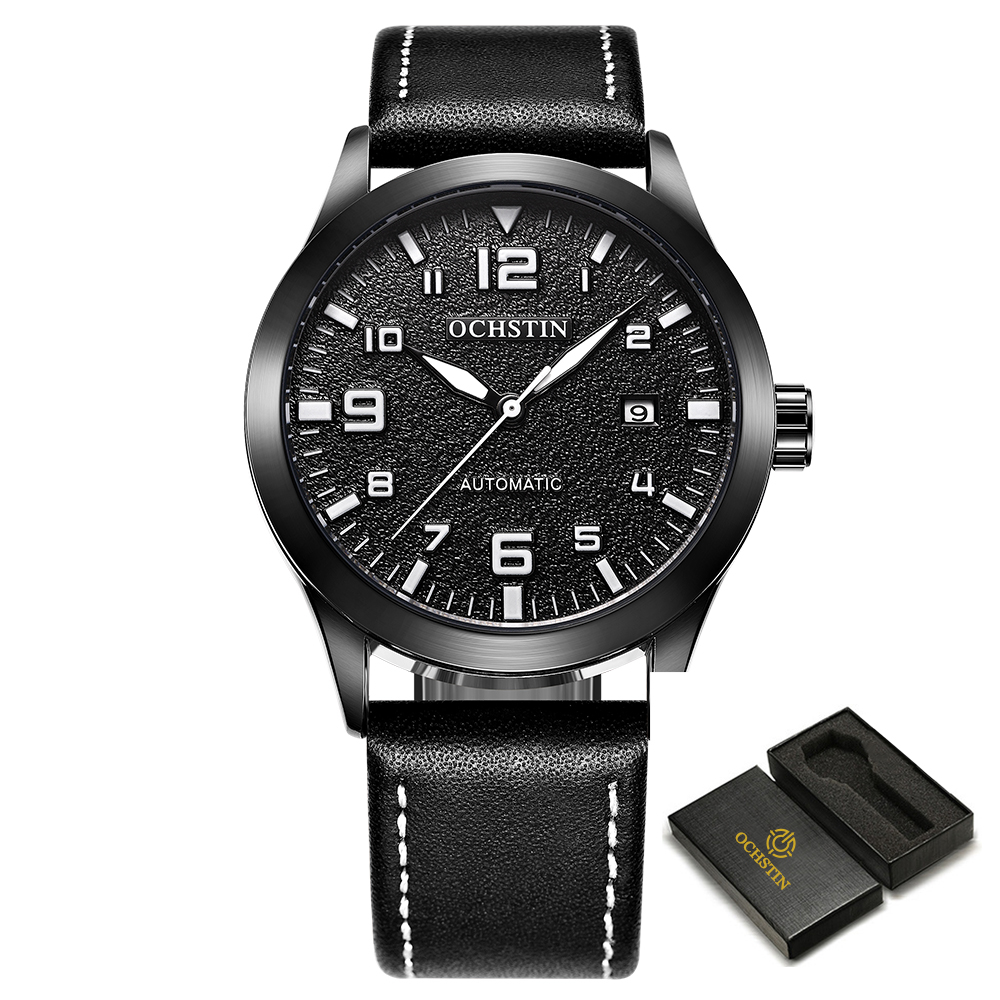 OCHSTIN Mann Mechanische Pilot Armbanduhren Luxus Selbst Wind Leder Mechaniker Männliche Uhr Auto Datum Relogio Masculino für Männer: Rosa
