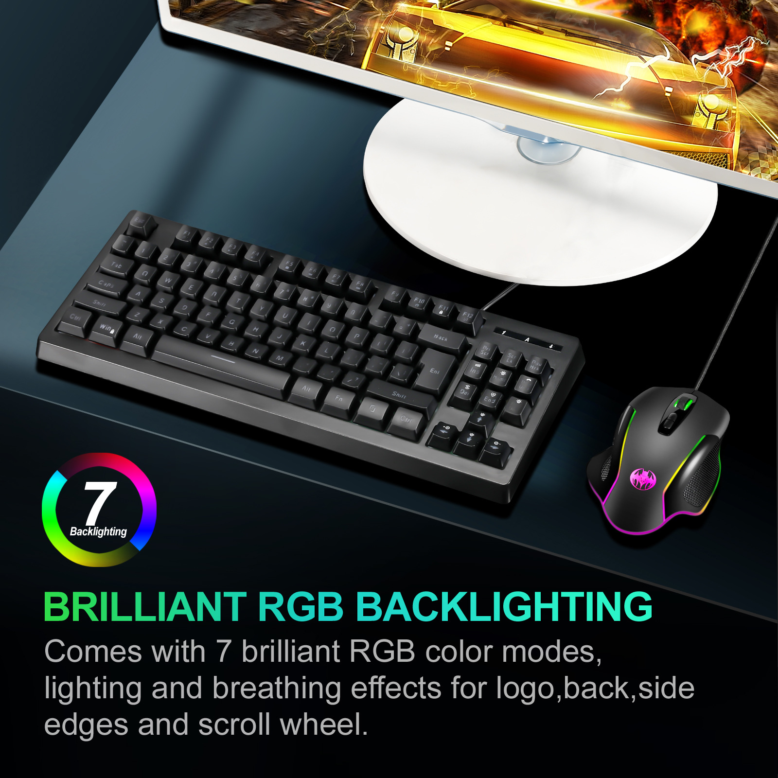 Przewodowa mysz do gier LED 6400 DPI komputer USB mysz dla graczy RGB myszy X7 Silent Mause z podświetleniem kabel do komputera Laptop