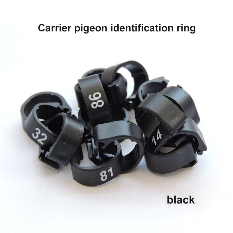 100Pcs Duif Been Met Gevogelte Duif Vogel Papegaai Clamp Ring Met Voet Ring Vogel Markering Ring Huisdier Vogel Benodigdheden vogel Accessoires: black