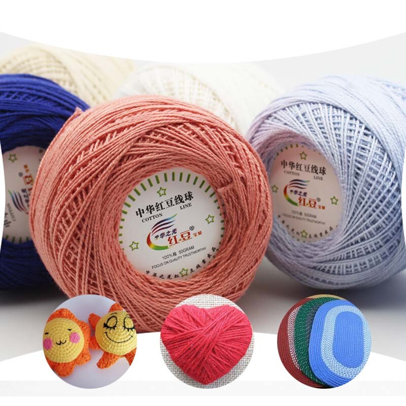 50G Dik Midden Dunne Kant Katoenen Garen Katoenen Draad Haak Draad Voor Hand Breien Naaigaren Breedte 1.5Mm #5