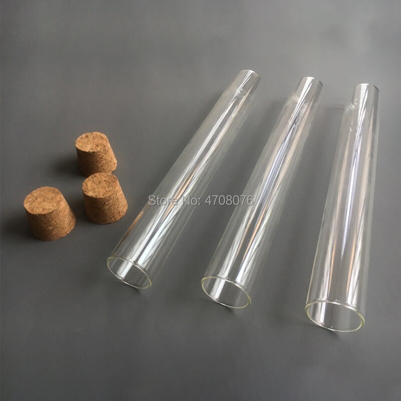 25*200mm 5pcs/lot Pyrex test tube with cork Borosilicate transparent lab test tube round bottom plain end blowing glass