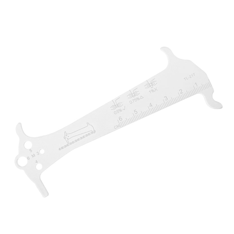 Indicadores desgaste cadena bicicleta carretera, regla medición, herramienta reparación cadena: Plata