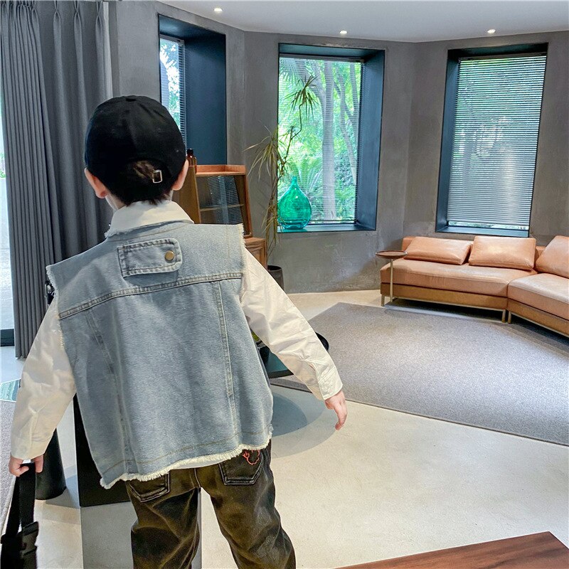 Ropa de primavera para bebé, chaqueta chaleco vaquero suelto informal para 1, 2, 3, 4, 5, 6 años, cumpleaños
