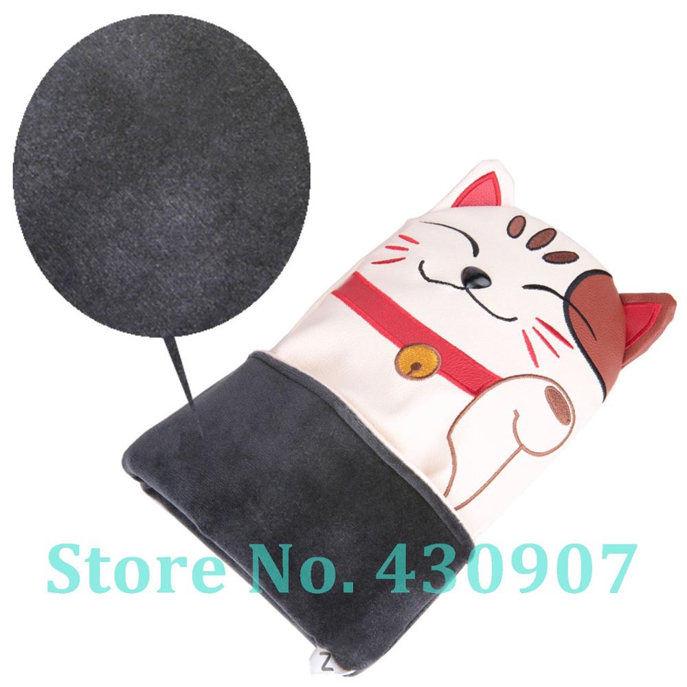 3pcs Kitty Kat Vormige PU Leer Golf Head Cover (1pc Driver + 2 stuks Fairway Hout Headcover)