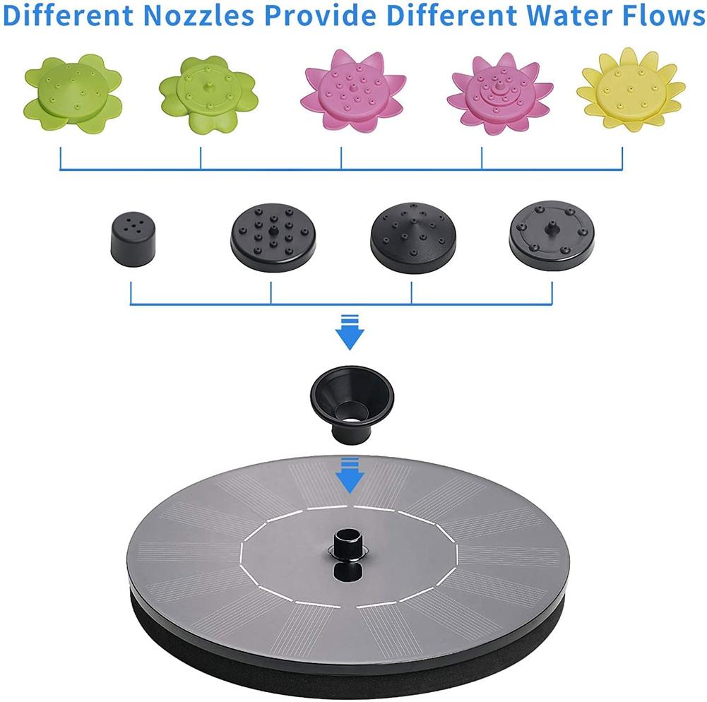 Mini Solar Water Fountain Pool Pond Waterfall Fountain Garden Decoration Bird Bath Solar Powered Flowers Fountain Floating Water