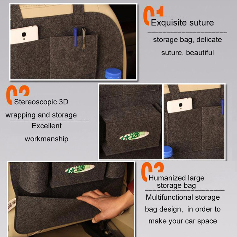 1PCS Organizer Autostoel Autostoel Opknoping Zakken Seat Bag Gehumaniseerd Opbergtas Vilt Covers Achterbank Zakken