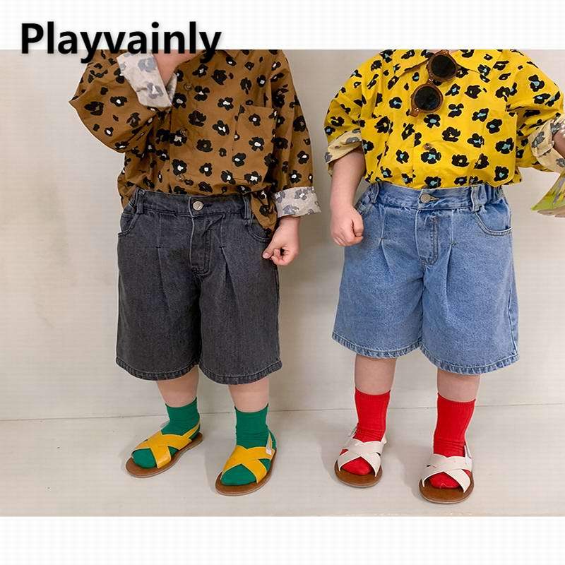 Jean taille élastique en Denim pour enfants de 2 à 8 ans, pantalon de loisirs, court,