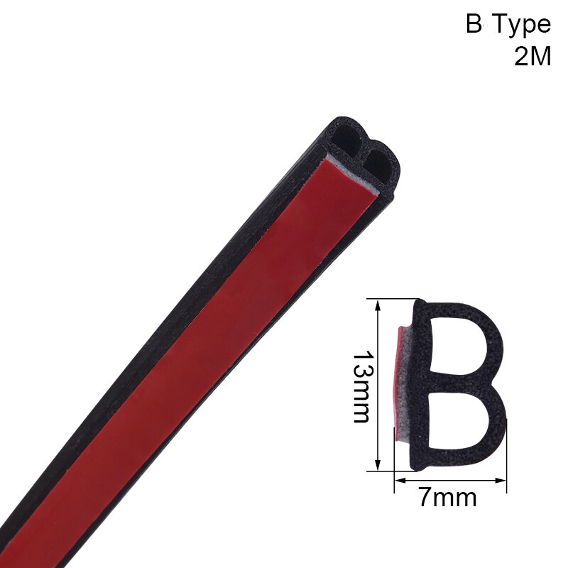Ns modificeren 2m auto epdm rubberen afdichtstrip vorm bpz grote d kleine d autodeur beschermstrip geluidsisolatie auto accessoires: Rood