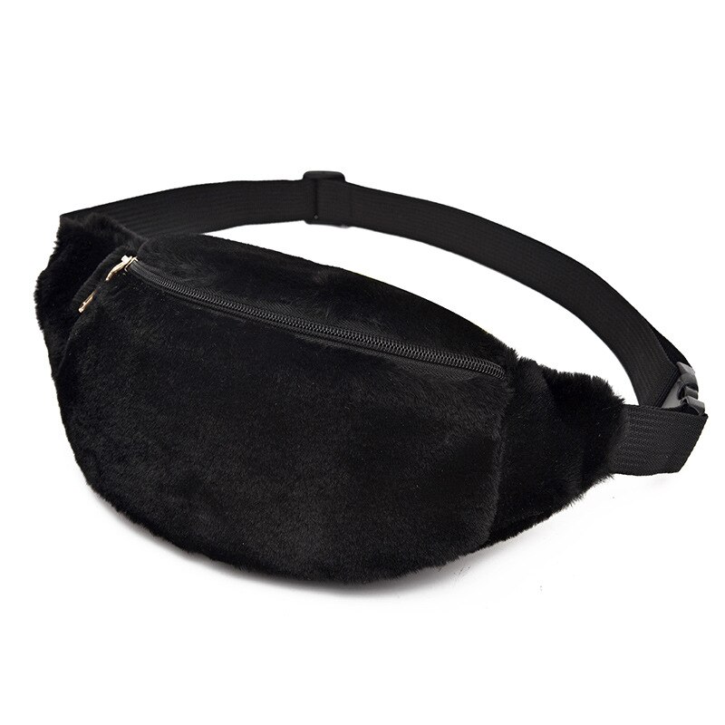 2019 Nuove Donne di Vita del Pacchetto di Fanny Autunno Inverno Fluff Donne del Sacchetto della Vita Borsa A Tracolla Femmina di Leopardo Sacchetto Della Cinghia Del Sacchetto del Telefono Della Borsa tasche: Black