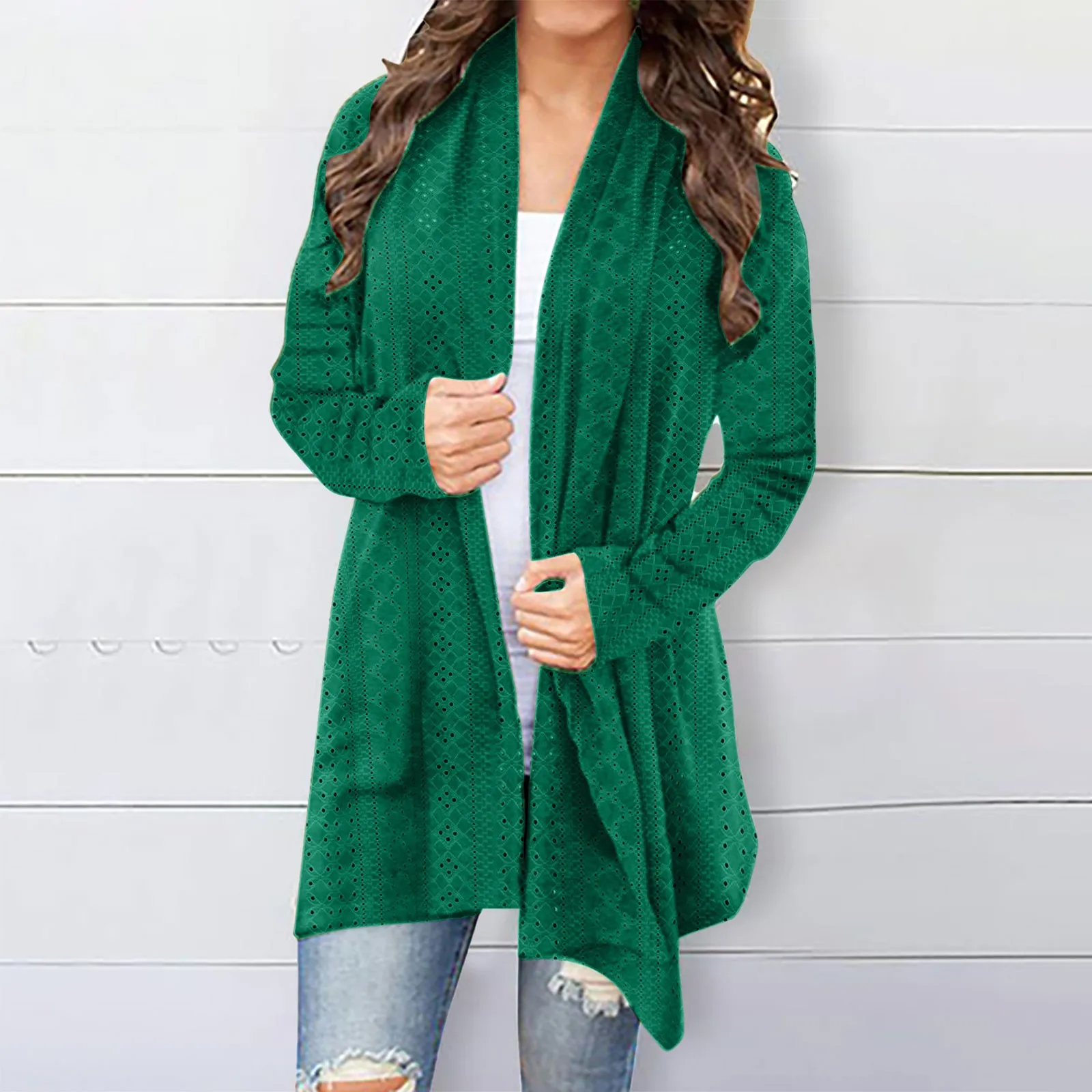 Women's Cardigan Sweater Fall Open Front Knit Oversized Cardigans Duster Coats with Pockets Warm Casual Simple Cardigan