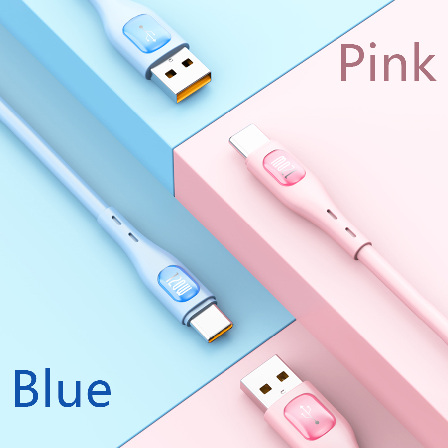 120W 6A USB C Fast Charging High-Speed Data Transfer Cable USB A to USB C Cable Soft Liquid Silicone Android Phone Accessories