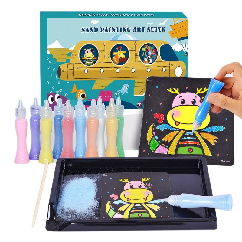 Juego de pintura de arena para niños, juego de botellas para arena de colores, juguete de pintura de arena de dibujos animados para niños, juguetes artesanales para niños, para niños: Default Title