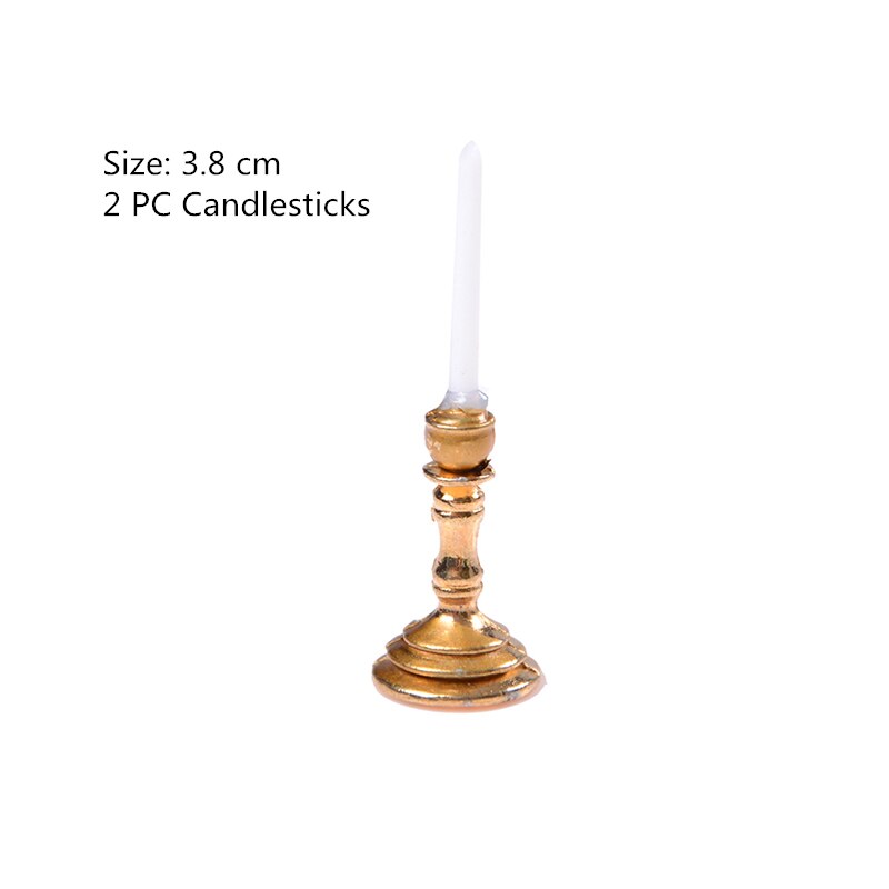 Miniature 1/12 Scale Doll House Candlestick Dollhouse Miniature Furniture Accessories Pretend play toy: 2pcs