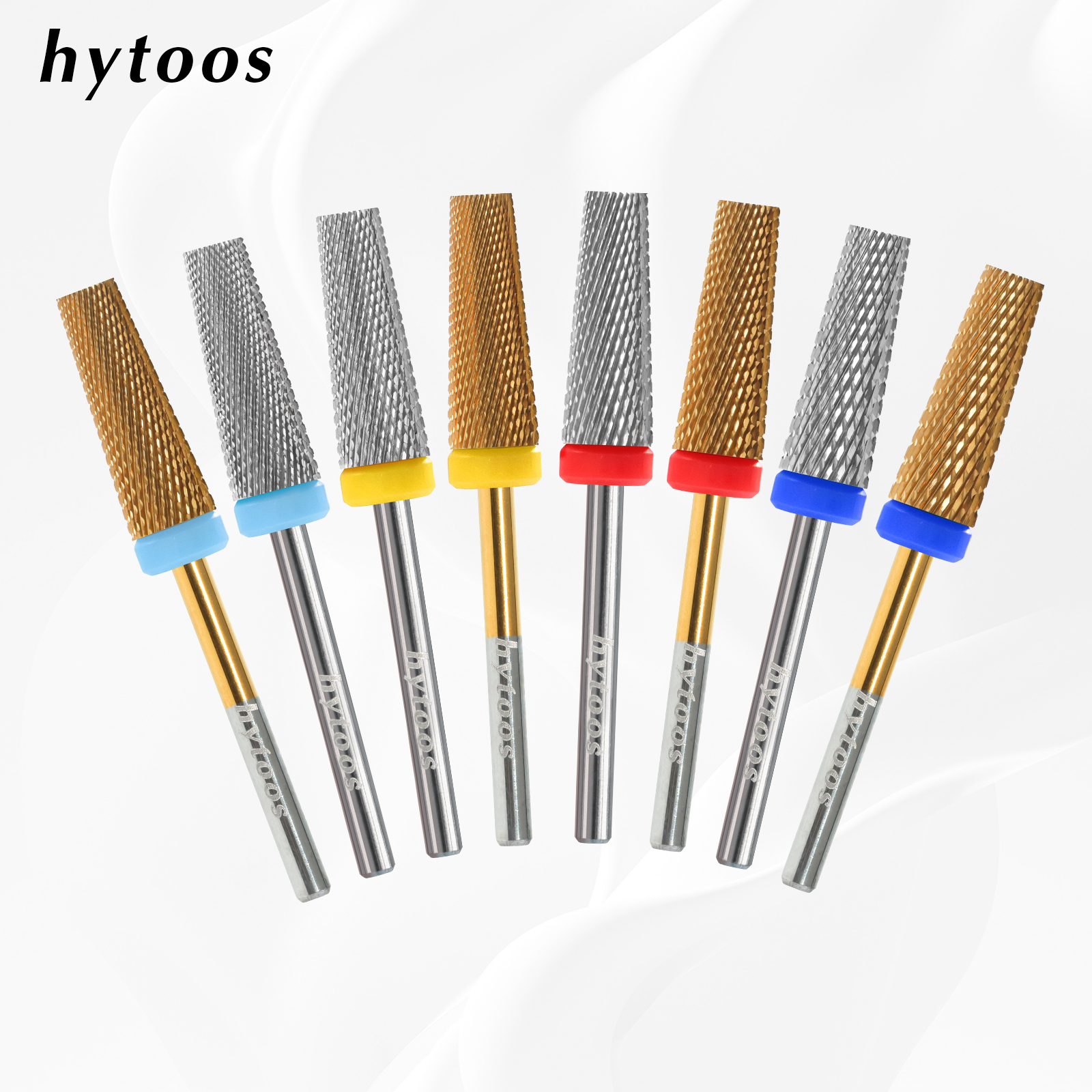 HYTOOS 5 en 1 brocas para uñas 16mm punta de carburo cónico superior plano quitar herramienta de Gel taladros eléctricos archivo accesorios de manicura
