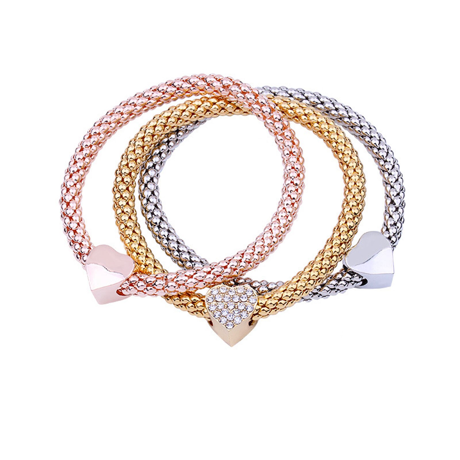 Braccialetti multistrato 3 pezzi braccialetto a catena di mais misto Vintage retrattile per festa Casual