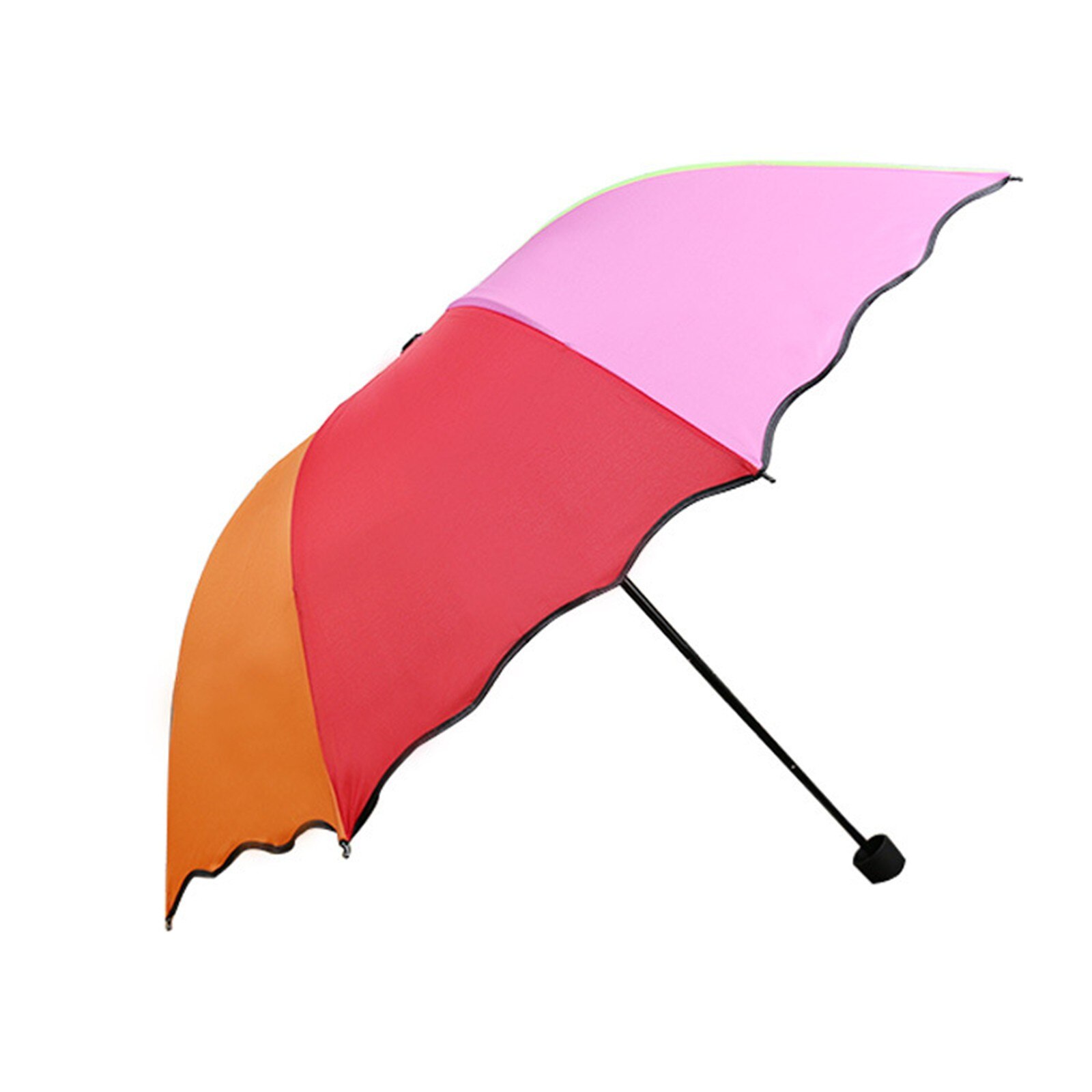 Rainbow Color Umbrella Manual Folding Ruffle Multicolor Tri-folding Children Reverse Weatherproof Umbrella