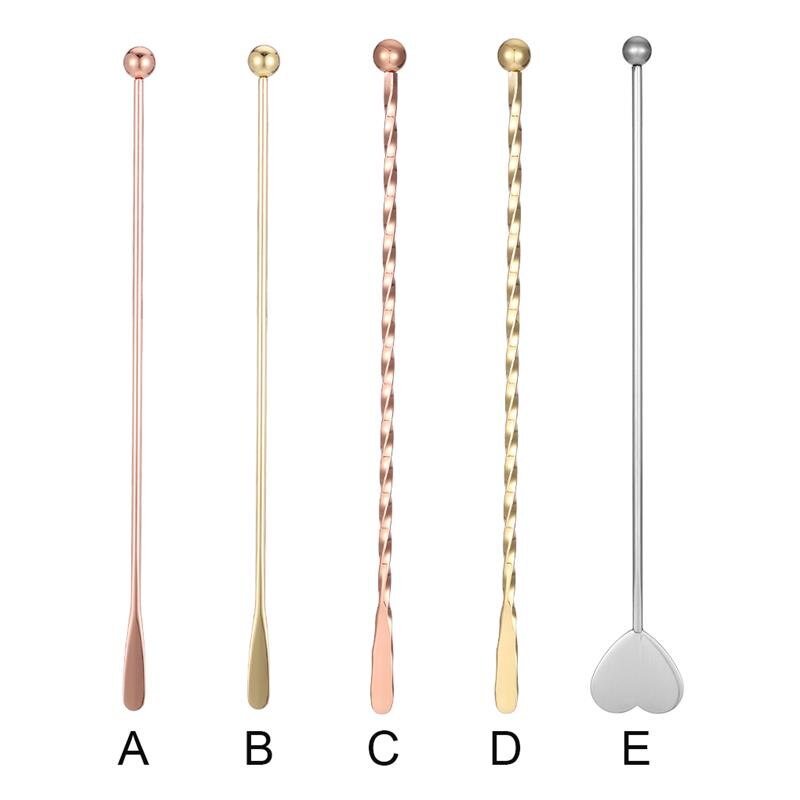 Stirrers Sticks 304 Stainless Steel Stirring Rod Gold-Plated Coffee Milk Tea Beverage Stirrers Stir Cocktail Drink Swizzle Stick
