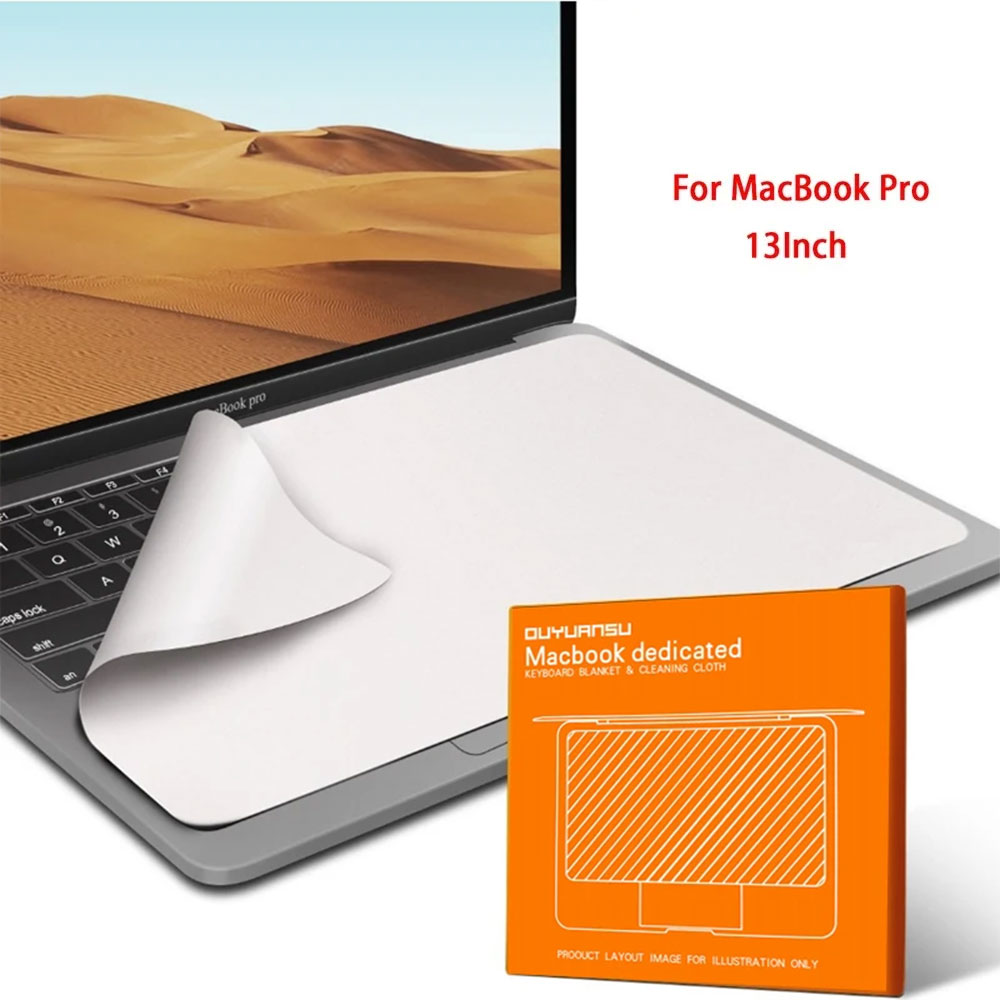 Laptop Screen Cleaner Microfiber Cover Keyboard Blanket Protective Film Cleaning Cloth For MacBook Pro 13/15/16 Inch: WHITE