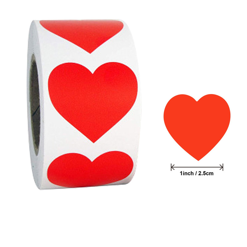 500Pcs/Roll Love Heart Shaped Sticker Seal Labels Birthday Party Packaging Cute Stationery Sticker Scrapbooking for Craft: MULTI