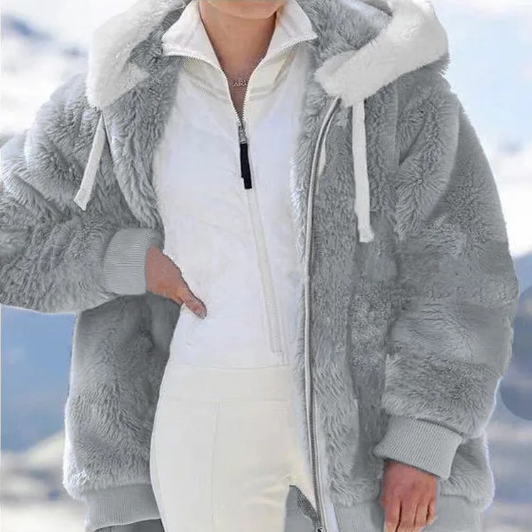 2024 hiver femmes manteau décontracté à capuche fermeture éclair dames vêtements cachemire femmes polaire veste couleur unie dames manteaux