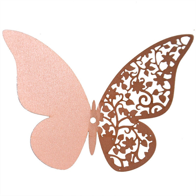 12 stücke Halben hohl 3D Schmetterling Zauberstab Aufkleber für Hochzeit Hause dekoration Schmetterlinge auf sterben Zauberstab zimmer Dekor Mehrfarbig aufkleber: Rosa