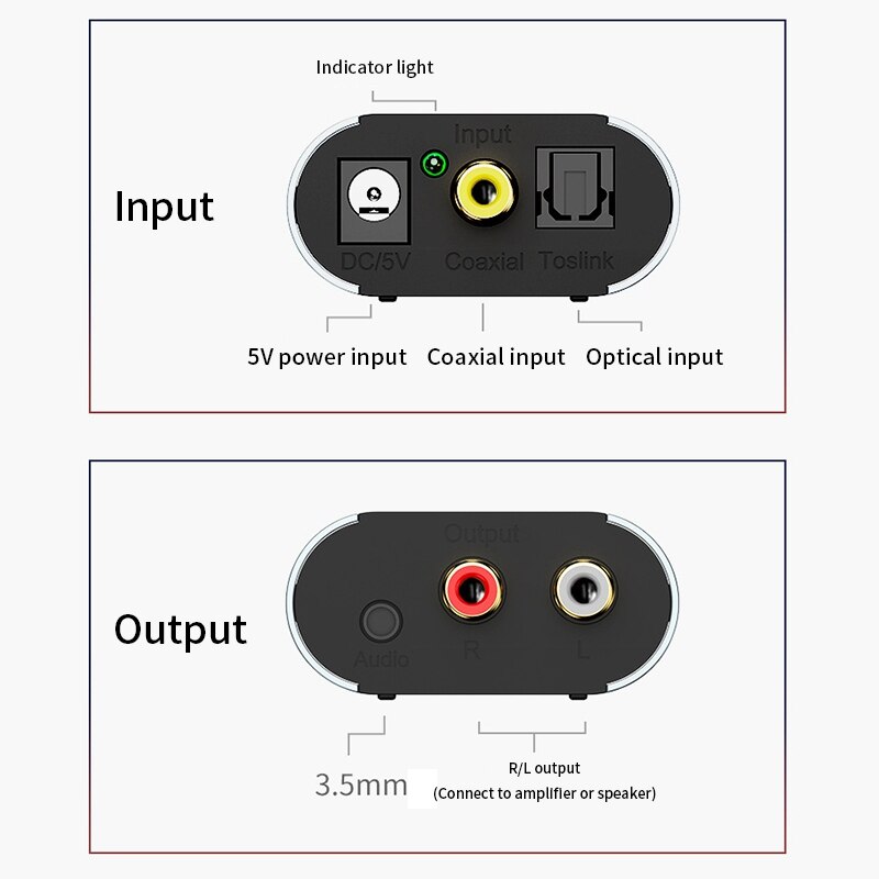 Digital to Analog Audio Converter with 3.5Mm Audio HD Decoder